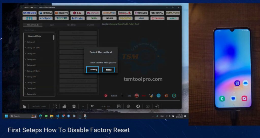 Samsung Enable Factory Reset