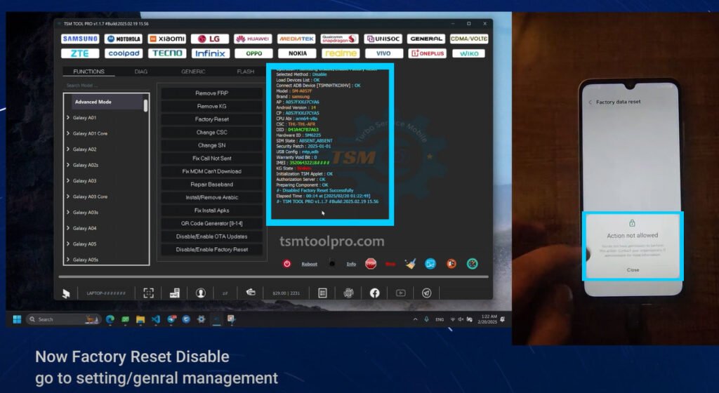 Samsung Disable Factory Reset