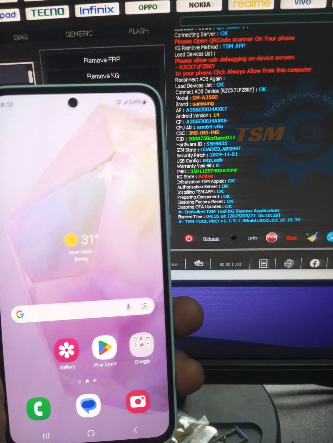 Samsung a35 sm a356e u4 remove kg lock