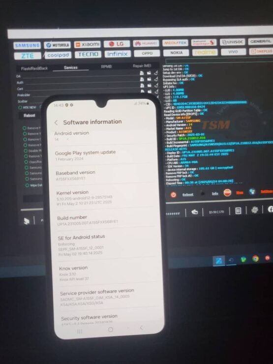 Galaxy a15 5g sm a155f remove frp lock with tsm tool pro