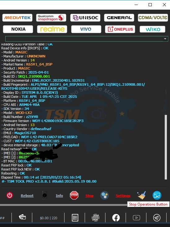 Honor x5 plus wod lx2 remove frp with tsm tool
