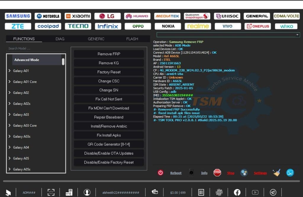 Itel a665l frp lock remove with tsm tool