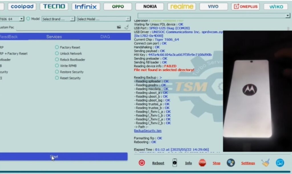 Moto e14 remove frp lock tp mode with tsm tool