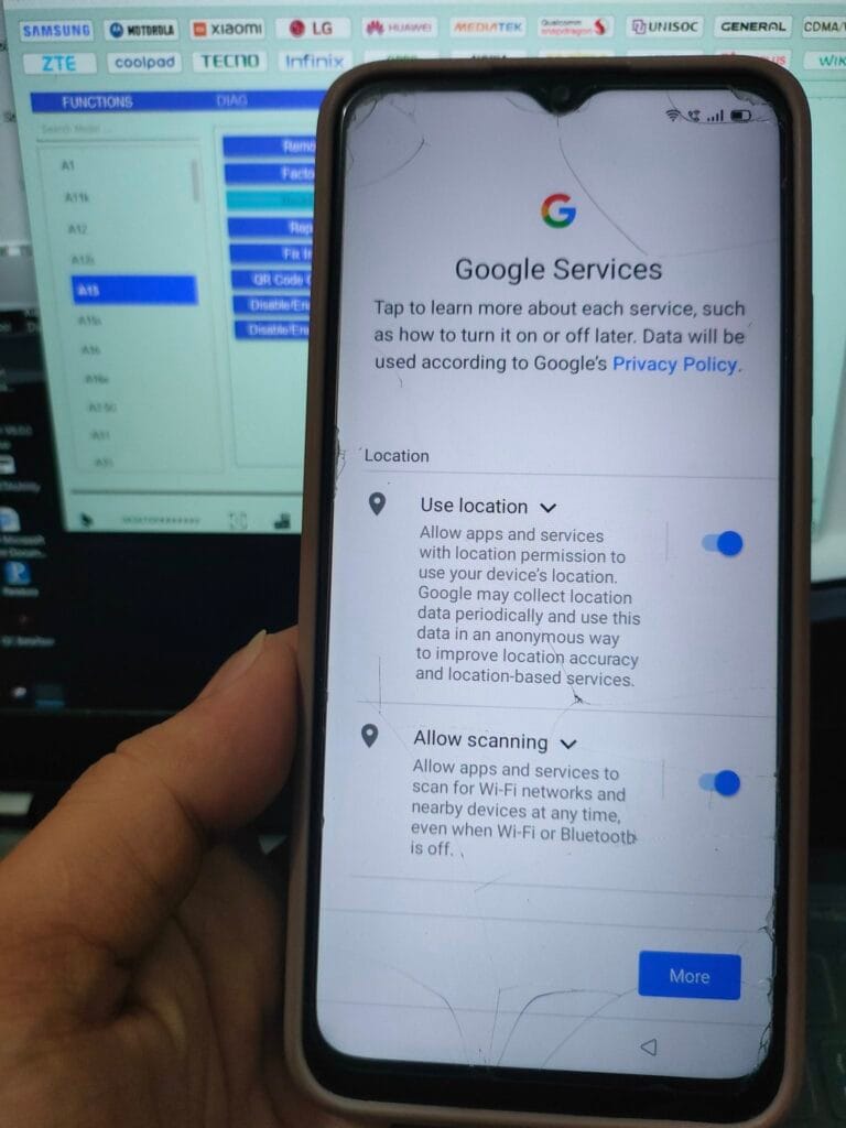 Oppo a15 removed pattern and frp lock with tsm tool