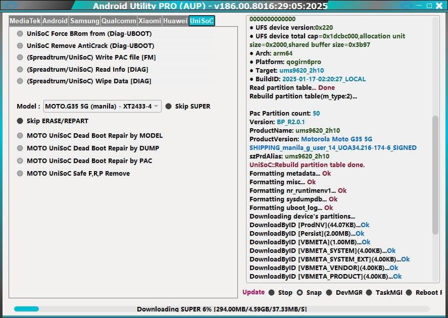 Android Utility Tool V186 Interface