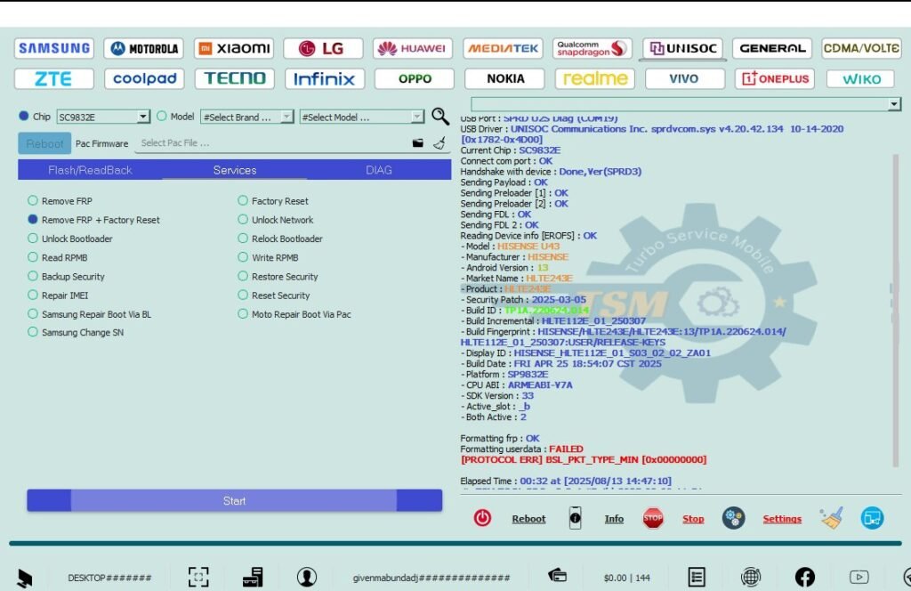 HISENSE U43 FRP Lock Remove With TSM Tool HISENSE U43 FRP Lock Remove With TSM Tool