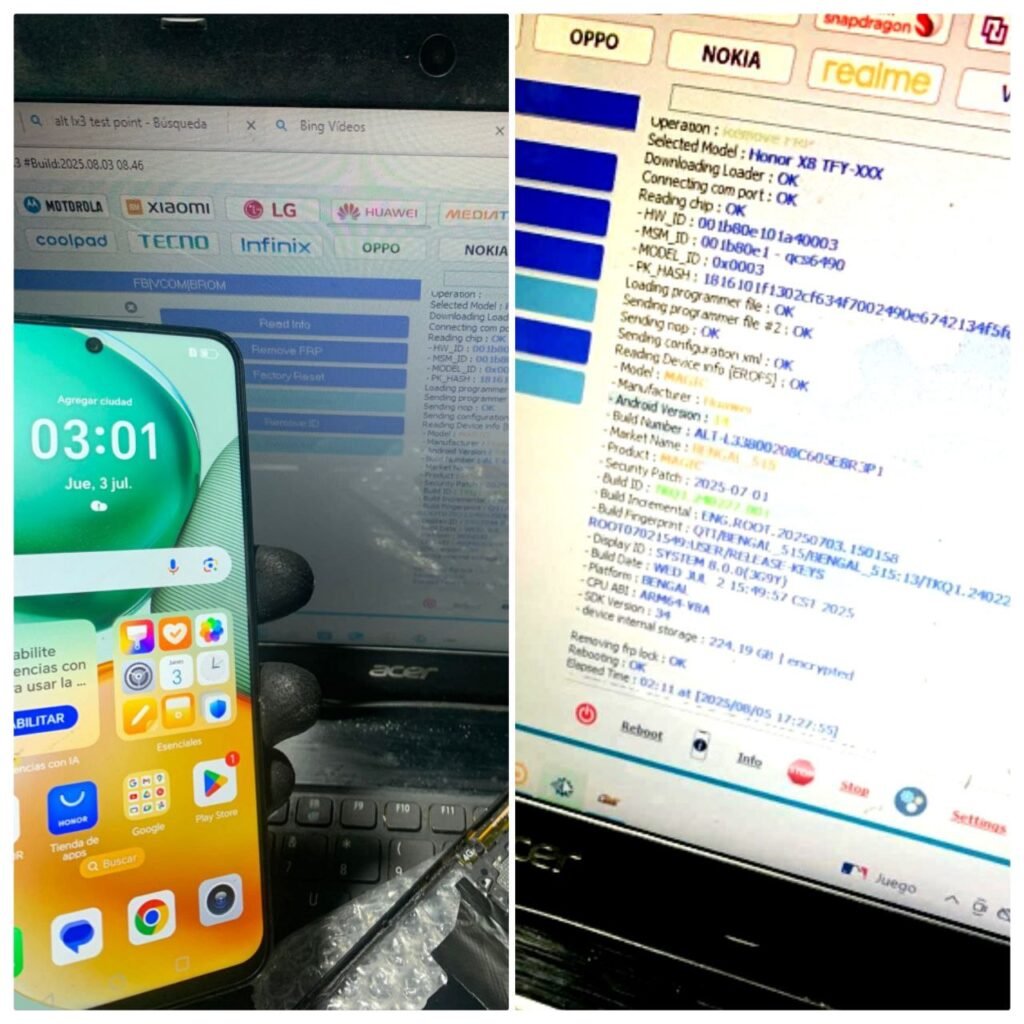 Honor x7c alt lx3 remove frp lock with tsm tool