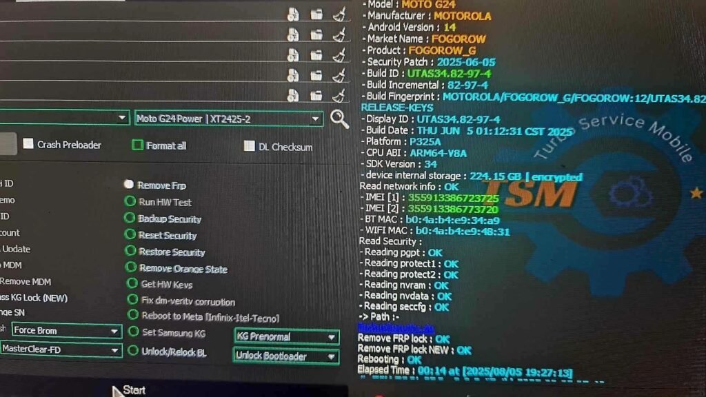 Moto XT2425-2 Remove FRP Lock Android 15 With TSM Tool Moto xt2425 2 remove frp lock android 15 with tsm tool