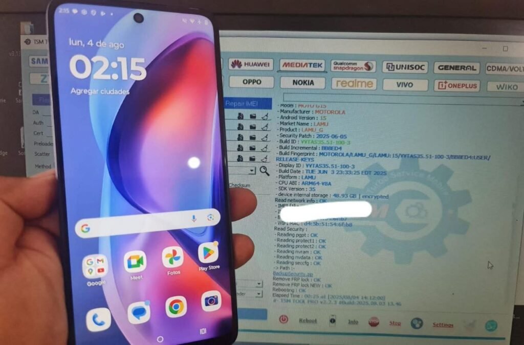 Moto XT2523-3 LAMU Remove FRP Lock Android 15 With TSM Tool Moto xt2523 3 lamu remove frp lock android 15 with tsm tool