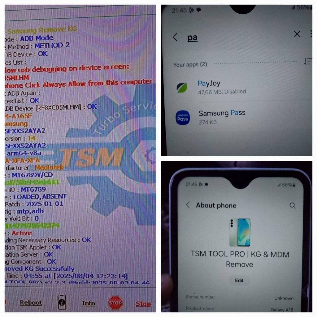 SAMSUNG Galaxy A16 SM-A165F Bit 2 Remove KG Lock With TSM Tool SAMSUNG Galaxy A16 SM-A165F Bit 2 Remove KG Lock With TSM Tool