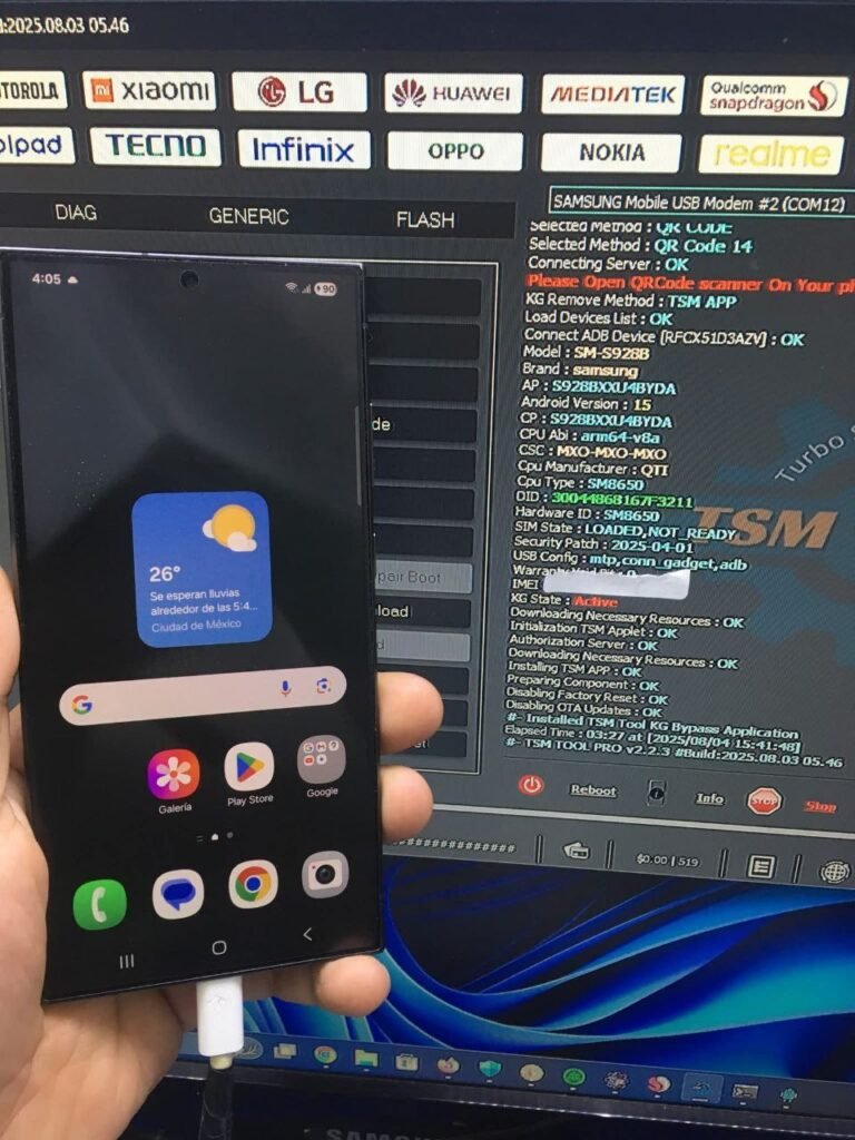 Samsung galaxy s24 ultra sm s928b bit 4 remove kg lock with tsm tool